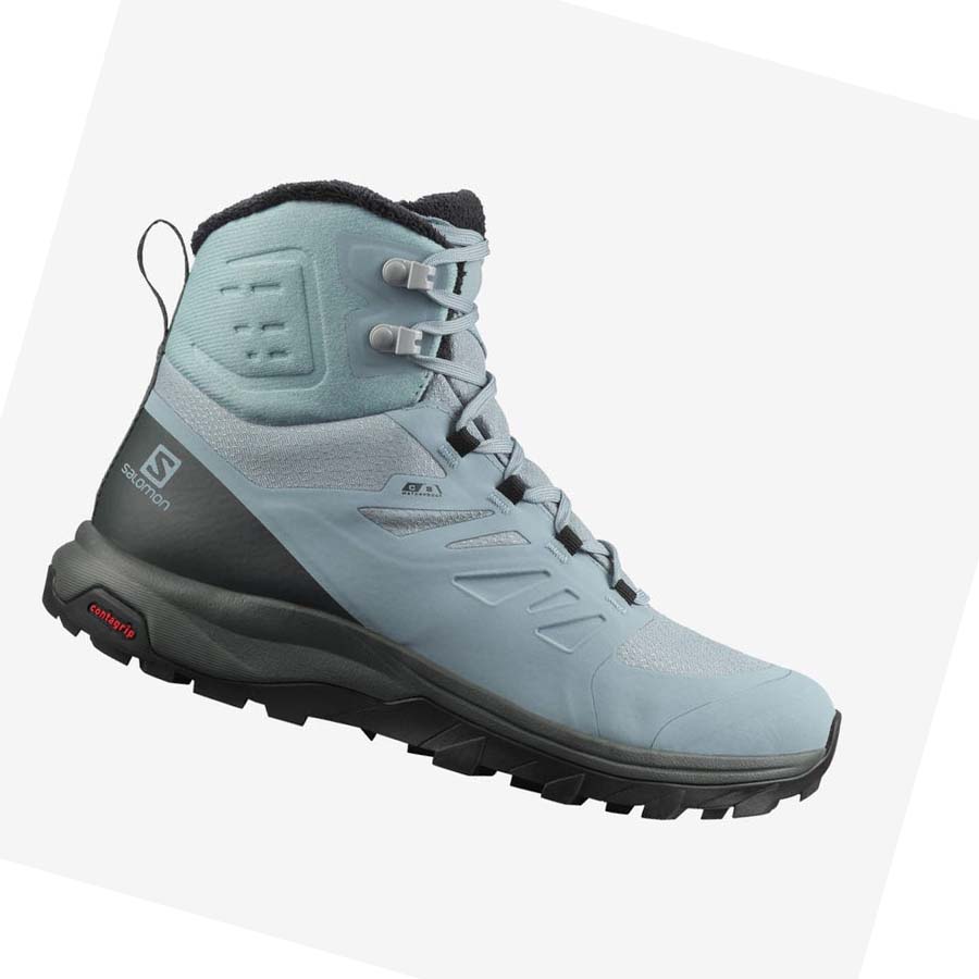 Salomon OUTBLAST THINSULATE™ CLIMASALOMON™ WATERPROOF Kadın Kışlık Botlar Mavi | TR 2612AHK